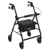 Walker Rollator with 6in Wheels  Fold Up Removable Back Support and Padded Seat  Black