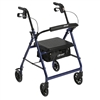 Walker Rollator with 6in Wheels  Fold Up Removable Back Support and Padded Seat  Blue