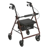 Walker Rollator with 6in Wheels  Fold Up Removable Back Support and Padded Seat  Red