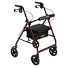 Aluminum Rollator with Fold Up and Removable Back Support and Padded Seat  Red
