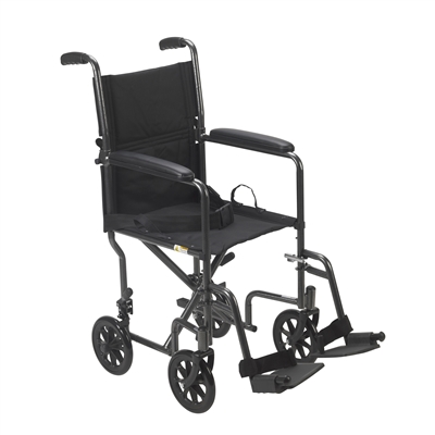 Lightweight Steel Transport Wheelchair, Fixed Full Arms