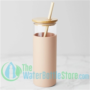 Boon Supply Glass Bamboo Water Bottle Blush