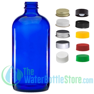 16oz Cobalt Blue Boston Round Glass Bottle