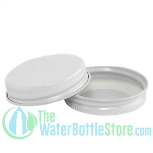 Replacement 43mm White Metal Lid Cap with Plastisol Liner