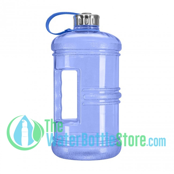 3 Liter 100oz Blue Reusable Water Bottle Handle Steel Cap