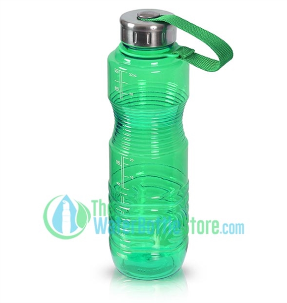 1 Liter 32oz Green Reusable Water Bottle Steel Top