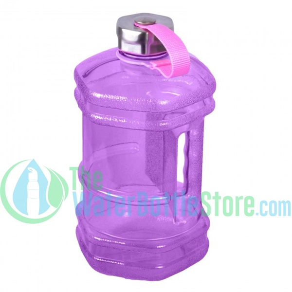 Half Gallon 77oz Hexagon Purple Plastic Reusable Water Bottle Steel Top