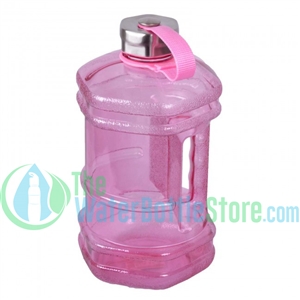 Half Gallon 77oz Hexagon Pink Plastic Reusable Water Bottle Steel Top