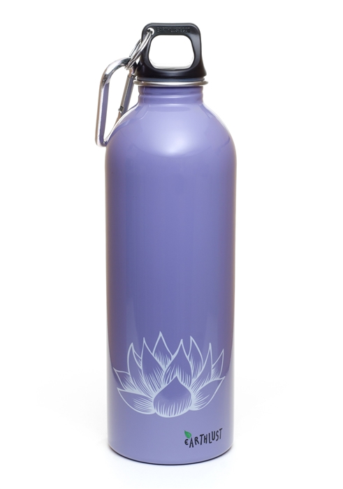EarthLust 1 Liter Purple Lotus Stainless Steel Water Bottle