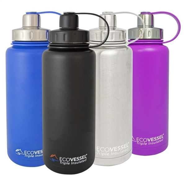 BOULDER Triple Insulated Stainless Steel Water Bottle with Tea, Fruit, Ice Strainer - 32oz by EcoVessel
