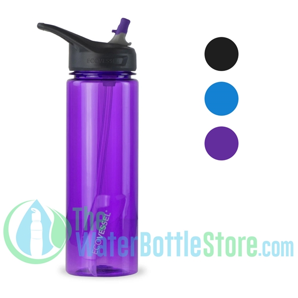 24oz EcoVessel WAVE BpA-free Sports Water Bottle with Straw
