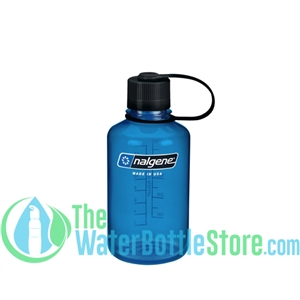 Nalgene 16 oz Narrow Mouth Water Bottle - Blue Bottle With Black Cap