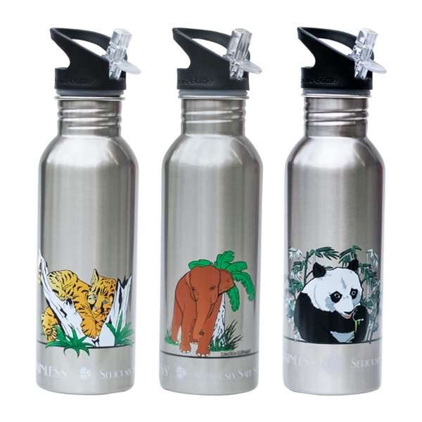 New Wave Enviro .6L (20oz) Stainless Steel Metal Water Bottle Endangered Species Collection