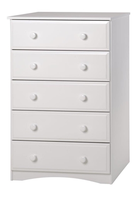 Essentials Five Drawer Chest - White Finish