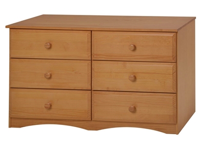 Essentials Six Drawer Double Dresser - Natural Finish