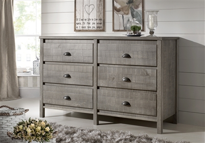 Baja Six Drawer Dresser - Driftwood Grey Finish