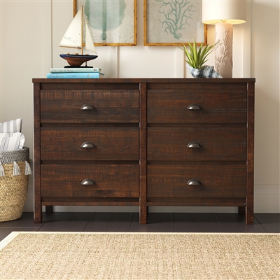 Baja Six Drawer Dresser - Walnut Finish