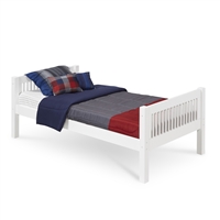 Camaflexi Twin Size Platform Bed - Mission Headboard - White Finish