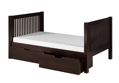 Camaflexi Full Size Platform Bed with Drawers - Mission Style - Cappuccino Finish - Planet Bunk Bed