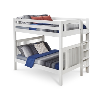 Camaflexi Full over Full Bunk Bed - Mission Headboard - Bed End Ladder - White Finish