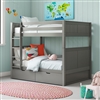 Camaflexi Full over Full Bunk Bed - Grey Panel Headboard - Spacious Drawers - Planet Bunk Bed