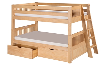 Camaflexi Low Bunk Bed Lateral Angle Ladder with Drawers