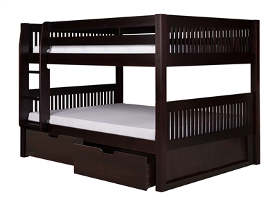 Camaflexi Full over Full Low Bunk Bed with Drawers