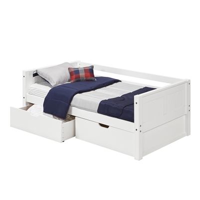 Camaflexi Twin Size Day Bed with Drawers - White Finish - Planet Bunk Bed