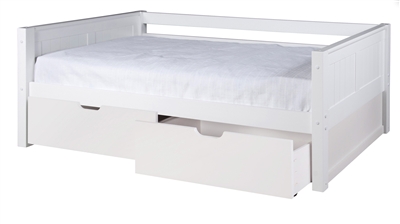 Camaflexi Twin Size Day Bed with Drawers - White Finish - Planet Bunk Bed