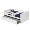Camaflexi Panel Headboard - Twin Size Day Bed with Front Guard Rail & Twin Trundle - White Finish