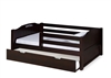 Expanditure Day Bed with Guard Rail & Trundle - Panel Style - Cappuccino