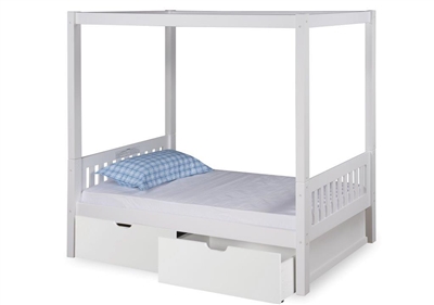 Expanditure Twin Canopy Bed With Drawers - Mission Style - White