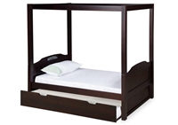 Expanditure Twin Canopy Bed With Twin Trundle - Panel Style - Cappuccino