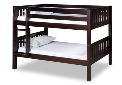 Expanditure Low Bunk Bed - Attached Ladder - Mission Style - Cappuccino
