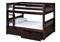 Expanditure Low Bunk Bed With Drawers - Attached Ladder - Mission Style - Cappuccino