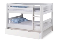 Expanditure Low Bunk Bed With Trundle - Attached Ladder - Mission Style - White