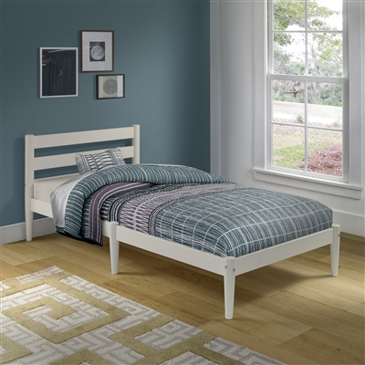 Mid-Century Twin Size Platform Bed  - White Finish