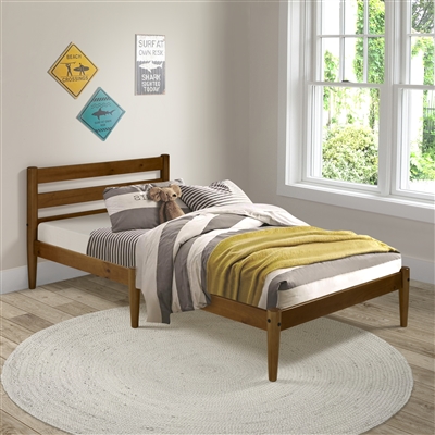 Mid-Century Twin Size Platform Bed  - Castanho Finish