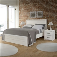 Wood Panel Bed Queen White