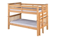 Santa Fe Mission Low Bunk Bed Twin over Twin - Bed End Ladder- Natural Finish