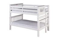 Santa Fe Mission Low Bunk Bed Twin over Twin - Bed End Ladder - White Finish