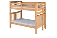 Santa Fe Mission Tall Bunk Bed Twin over Twin - Bed End Ladder - Natural Finish