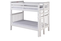 Santa Fe Mission Tall Bunk Bed Twin over Twin - Bed End Ladder - White Finish