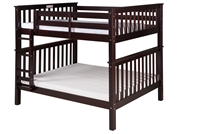 Santa Fe Mission Tall Bunk Bed Full over Full - Attached Ladder - Cappuccino Finish