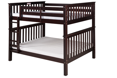 Santa Fe Mission Tall Bunk Bed Full over Full - Attached Ladder - Cappuccino Finish