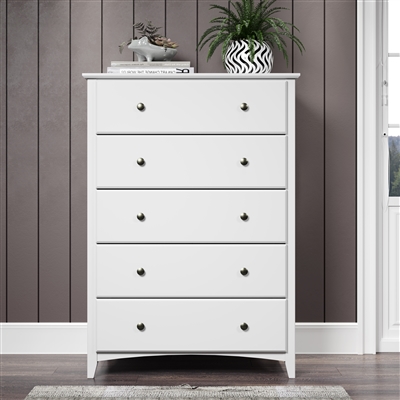 Camaflexi Shaker Style 5 Drawer Chest - White Finish