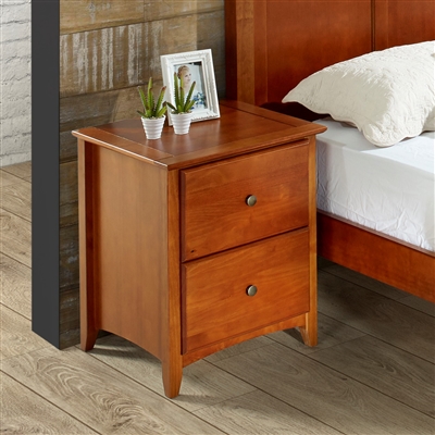 Camaflexi Shaker Style 2 Drawer Night Stand - Cherry Finish