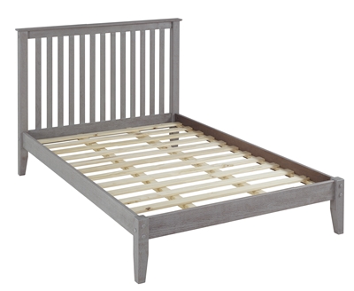 Shaker Style Mission Full Size Platform Bed - Weathered Grey Finish