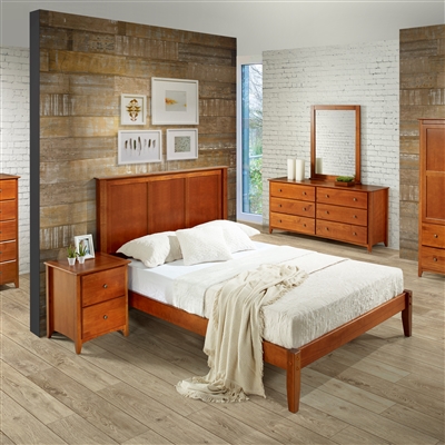 Shaker Style Panel King Size Platform Bed - Cherry Finish