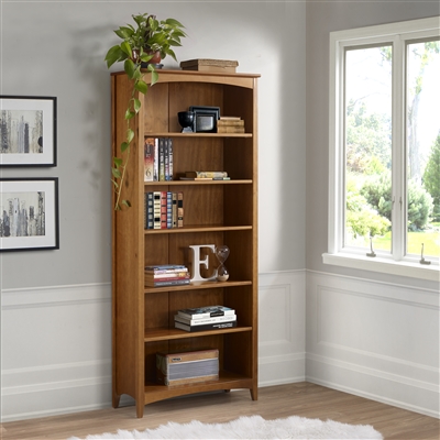 Shaker Style Bookcase - 72"H - Cherry Finish